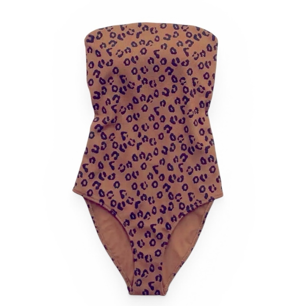 BRAND NEW Aerie Leopard Textured Bandeau One Piece Swimsuit size medium